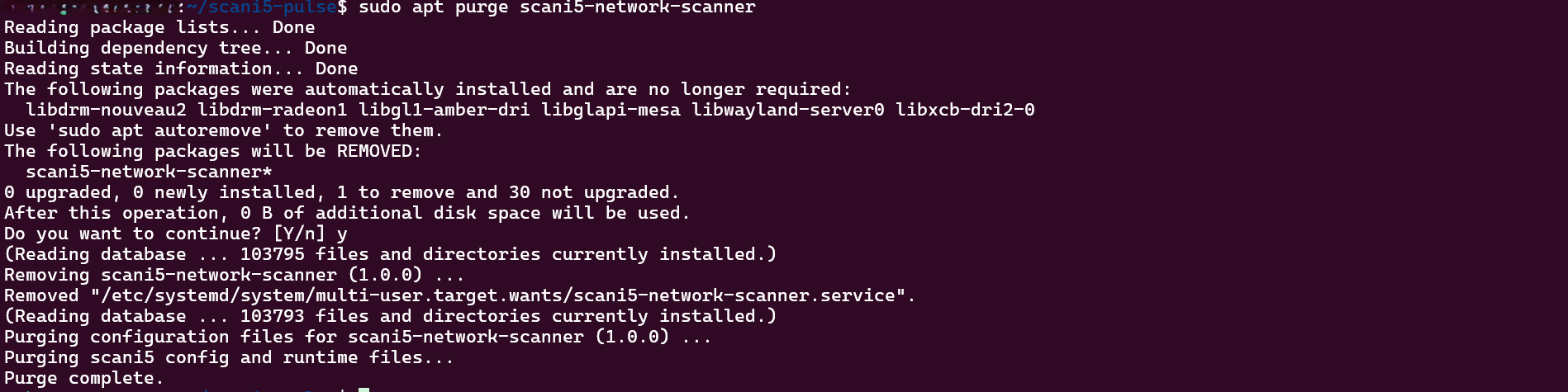 Figure 8: Uninstallation